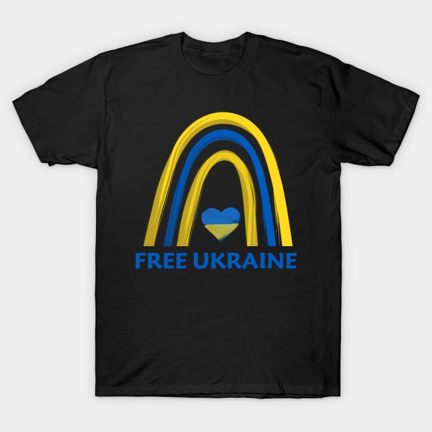 Free Ukraine Ukrainian rainbow flag in watercolor T-Shirt by yasminepatterns